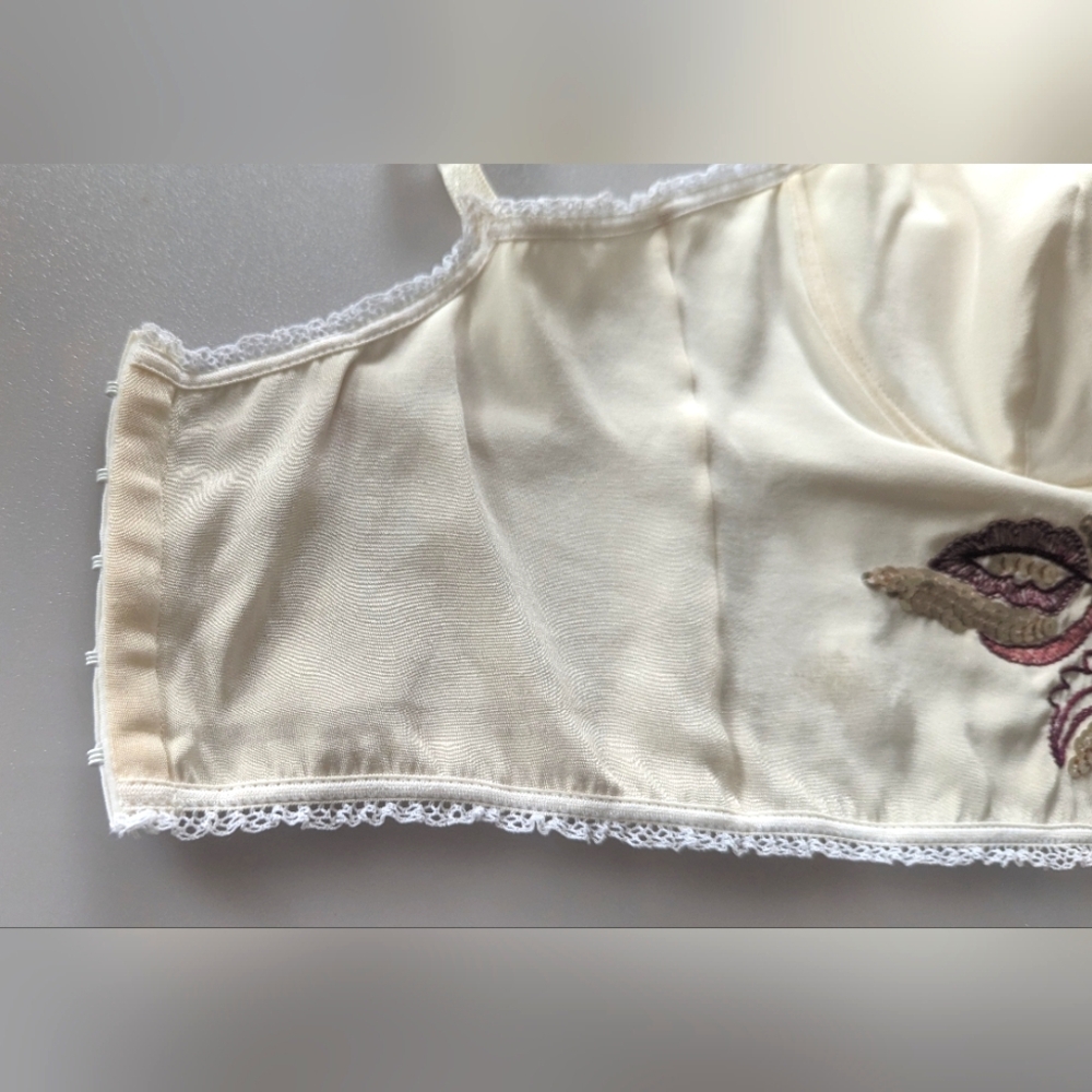 Designer PATRIZIA PEPE Silk Floral Embroidery Sequins Bustier. Vintage. Sz 42 EU - Picture 8 of 16